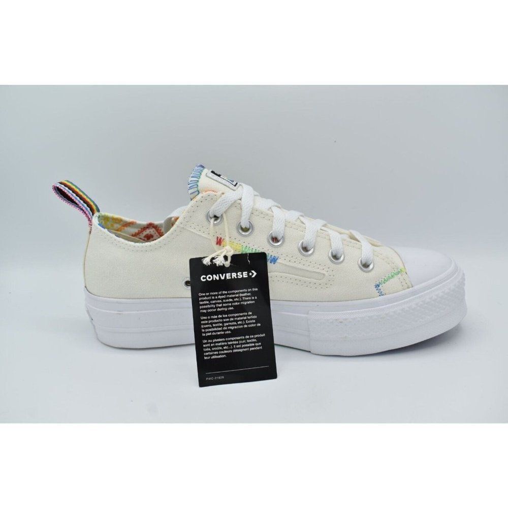 Converse Mens 9.5 Womens 11.5 Chuck Taylor All Star Lift Ox Platform Pride Shoes - Picture 6 of 11